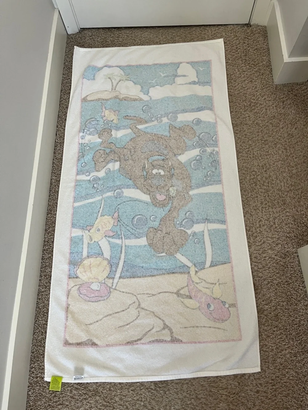 Vintage 2002 Scooby-Doo Underwater Beach Towel Cartoon Network Karsten Brazil